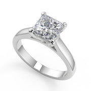 Summer 4 Prong Basket Solitaire Princess Cut Diamond Engagement Ring - Nivetta